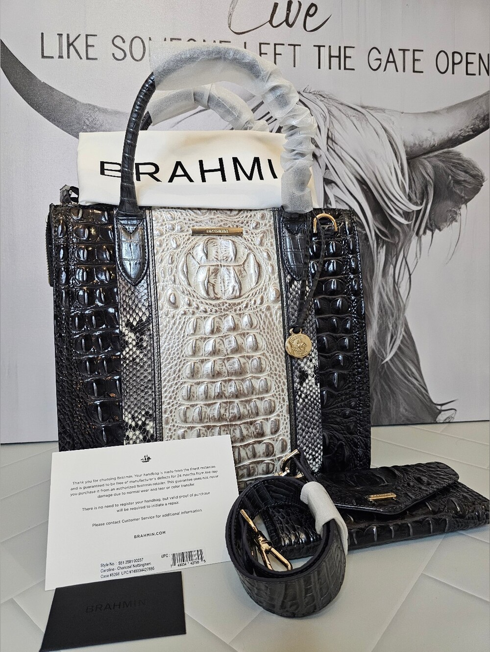 Brahmin Caroline Charcoal Nottingham + Veronica Wallet NWT Set - Picture 3 of 12